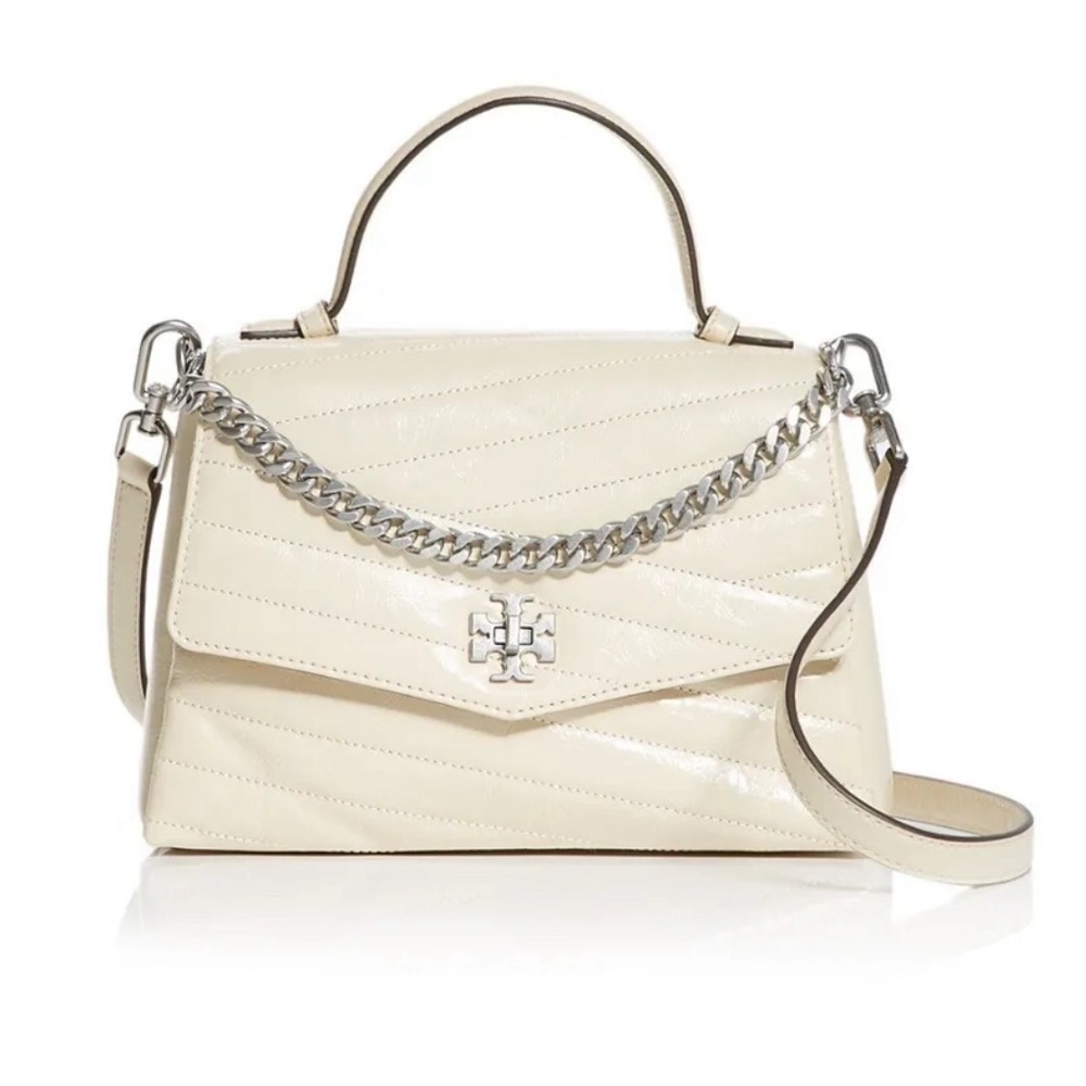 TORY BURCH Kira Chevron Distressed Top Handle Bag Satchel in New Cream like New